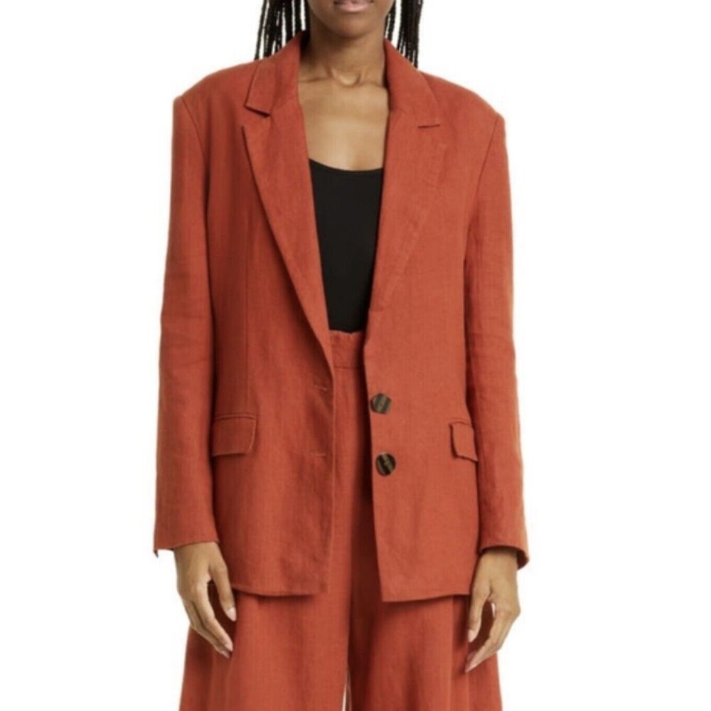 FARM Rio Rust Orange Linen Blend Blazer